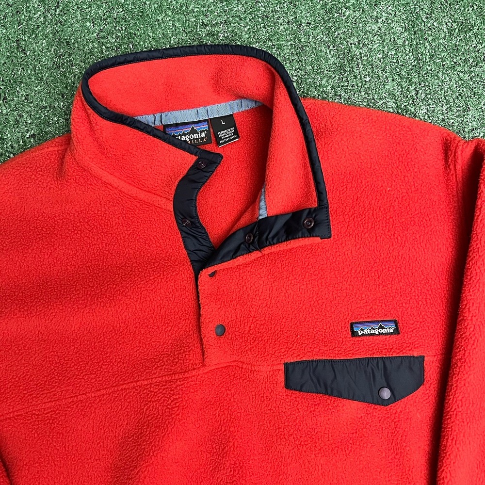 Vintage 90s Patagonia Synchilla Snap-T Fleece Size Large Sweater Pullover Red **